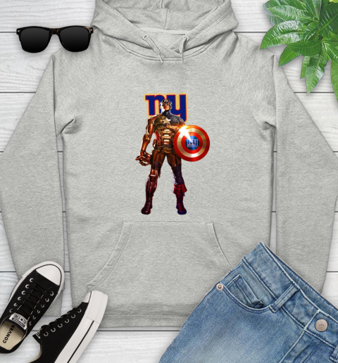 NFL Captain America Marvel Avengers Endgame Football Sports New York Giants Youth Hoodie