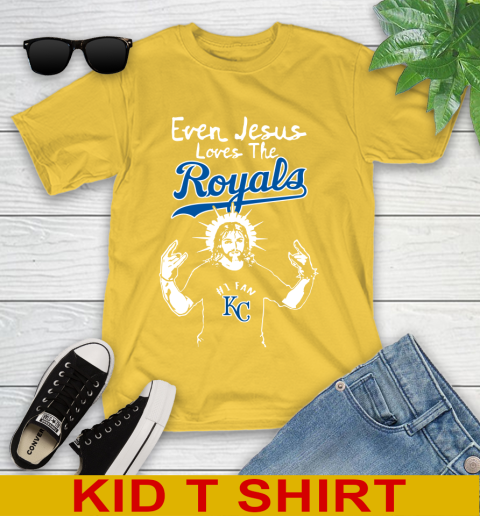 Kansas City Royals MLB Baseball Even Jesus Loves The Royals Shirt Youth T-Shirt 9