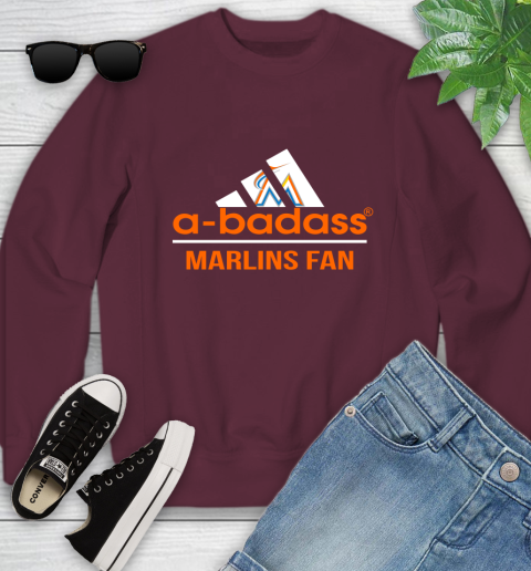 MLB A Badass Miami Marlins Fan Adidas Baseball Sports Youth Sweatshirt 4