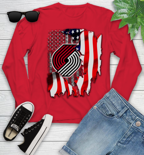 Portland Trail Blazers NBA Basketball American Flag Youth Long Sleeve 11