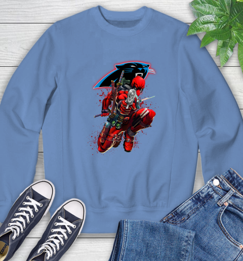 NFL Deadpool Marvel Comics Sports Football Carolina Panthers Sweatshirt 11