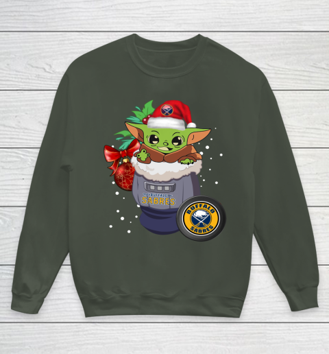 Buffalo Sabres Christmas Baby Yoda Star Wars Funny Happy NHL Youth Sweatshirt 10