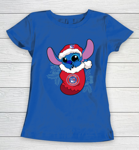 New York Rangers Christmas Stitch In The Sock Funny Disney NHL Women's T-Shirt 9