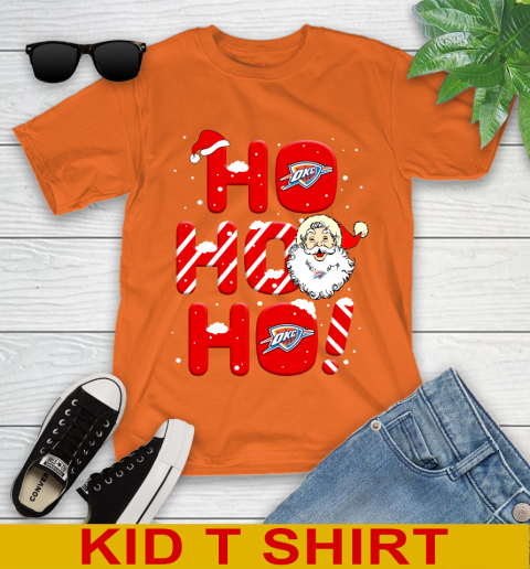 Oklahoma City Thunder NBA Basketball Ho Ho Ho Santa Claus Merry Christmas Shirt Youth T-Shirt 8