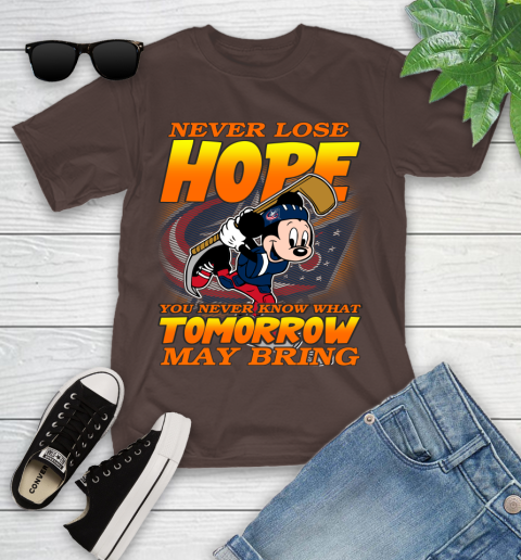 Columbus Blue Jackets NHL Hockey ootball Mickey Disney Never Lose Hope Youth T-Shirt 7