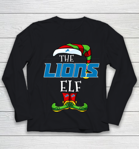 Detroit Lions Christmas ELF Funny NFL Youth Long Sleeve