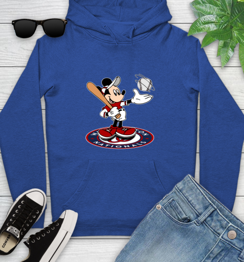 MLB Baseball Washington Nationals Cheerful Mickey Disney Shirt Youth Hoodie - Image 10
