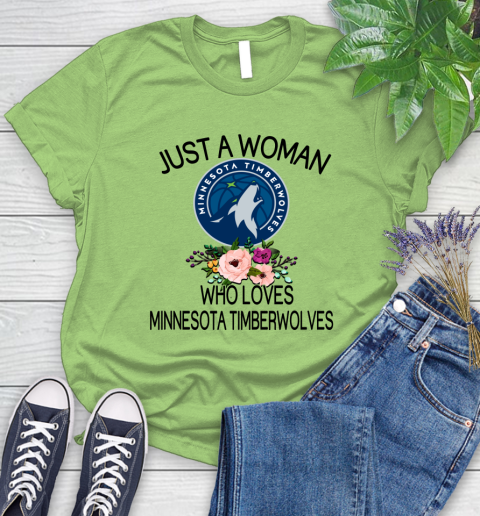 NBA Just A Woman Who Loves Minnesota Timberwolves Basketball Sports Women's T-Shirt 7