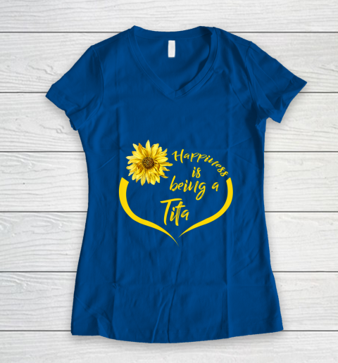 Womens Tita Gift Happiness Is Being A Tita Women's V-Neck T-Shirt 7