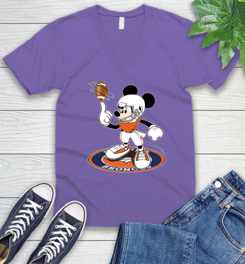 NFL Football Denver Broncos Cheerful Mickey Disney Shirt V-Neck T-Shirt 9