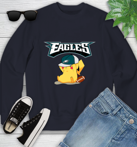 NFL Pikachu Football Sports Philadelphia Eagles Youth Sweatshirt 3
