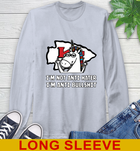 Kansas City Chiefs NFL Football Unicorn I'm Not Anti Hater I'm Anti Bullshit Long Sleeve T-Shirt 6