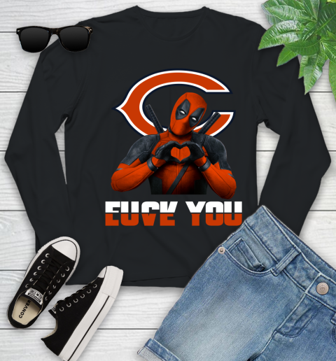 NHL Chicago Bears Deadpool Love You Fuck You Football Sports Youth Long Sleeve
