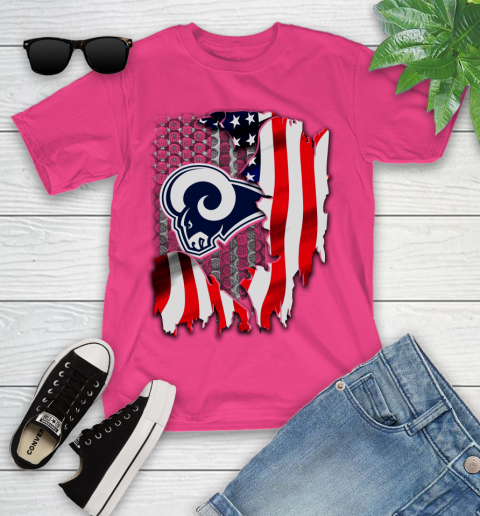 Los Angeles Rams NFL Football American Flag Youth T-Shirt 11