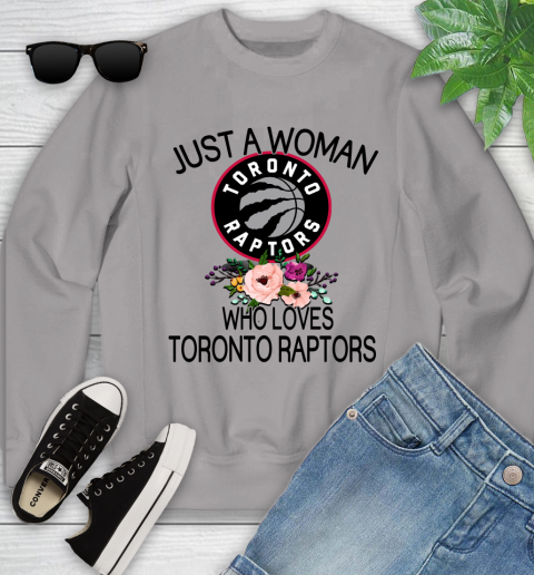 NBA Just A Woman Who Loves Toronto Raptors Basketball Sports Youth Sweatshirt 2