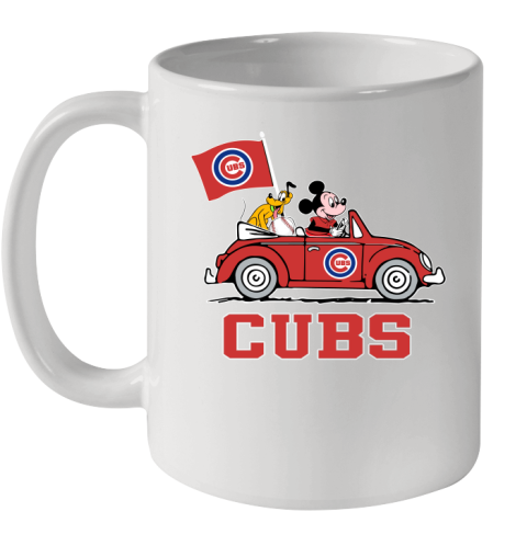 MLB Baseball Chicago Cubs Pluto Mickey Driving Disney Shirt Ceramic Mug 11oz