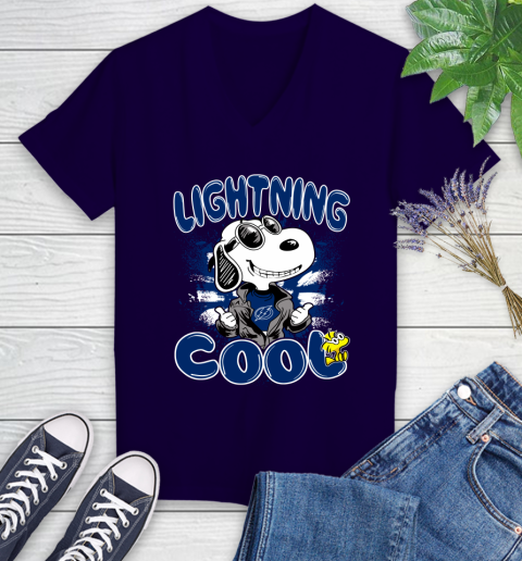 NHL Hockey Tampa Bay Lightning Cool Snoopy Shirt Women's V-Neck T-Shirt 3