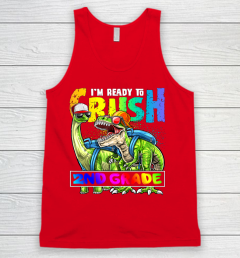 Next Level t shirts I m Ready To Crush 2nd Grade T Rex Dino Holding Pencil Back To School Tank Top 5