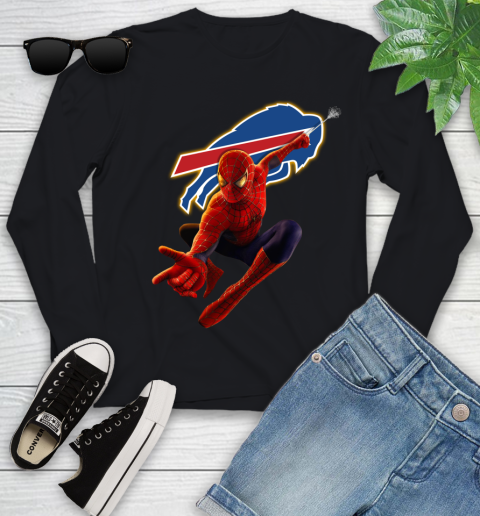 NFL Spider Man Avengers Endgame Football Buffalo Bills Youth Long Sleeve 2