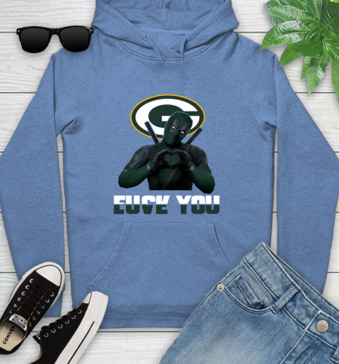 NHL Green Bay Packers Deadpool Love You Fuck You Football Sports Youth Hoodie 13