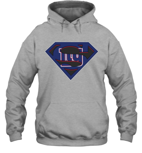 NFL New York Giants LOGO Superman oczo nfl new york giants logo superman hoodie 23 front sport grey