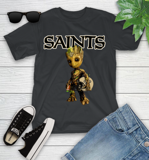 New Orleans Saints NFL Football Groot Marvel Guardians Of The Galaxy Youth T-Shirt 2