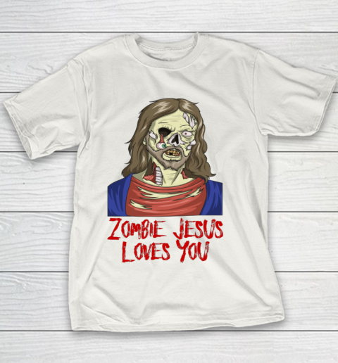 Zombie Jesus Loves You Funny Halloween Youth T-Shirt