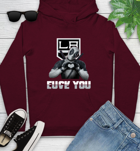 NHL Los Angeles Kings Deadpool Love You Fuck You Hockey Sports Youth Hoodie 7