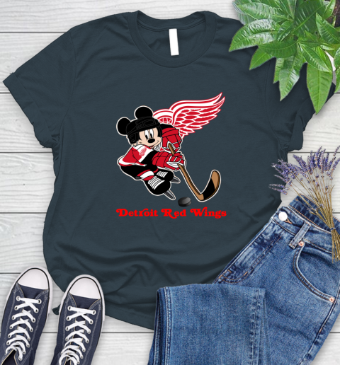 NHL Detroit Red Wings Mickey Mouse Disney Hockey T Shirt Women's T-Shirt 8