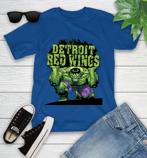 Detroit Red Wings NHL Hockey Incredible Hulk Marvel Avengers Sports Youth T-Shirt 9