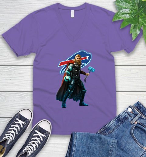 NFL Thor Avengers Endgame Football Buffalo Bills V-Neck T-Shirt 9
