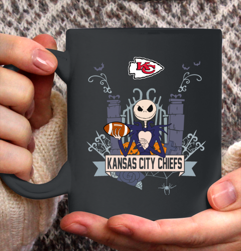 NFL Kansas City Chiefs Football Jack Skellington Halloween Ceramic Mug 11oz 2