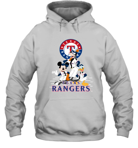 Texas Rangers Mickey Donald And Goofy Baseball Hoodie