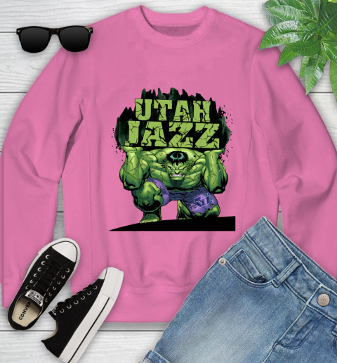 Utah Jazz NBA Basketball Incredible Hulk Marvel Avengers Sports Youth Sweatshirt 7