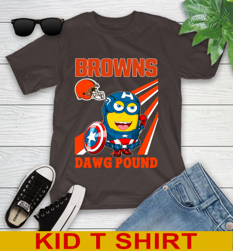 NFL Football Cleveland Browns Captain America Marvel Avengers Minion Shirt Youth T-Shirt 6