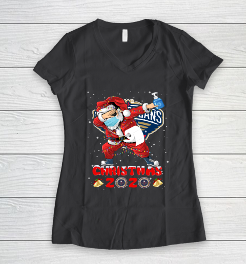 New Orleans Pelicans Funny Santa Claus Dabbing Christmas 2020 NBA Women's V-Neck T-Shirt 6