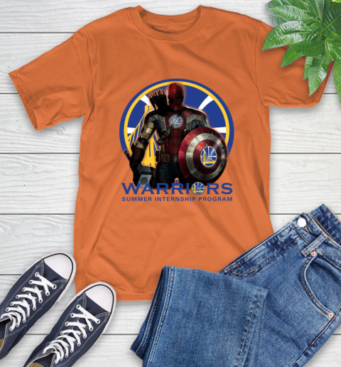 Golden State Warriors NBA Basketball Captain America Thor Spider Man Hawkeye Avengers T-Shirt 5