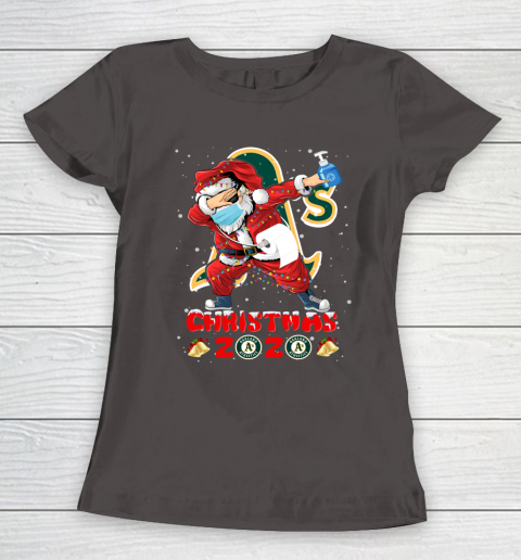 Oakland Athletics Funny Santa Claus Dabbing Christmas 2020 MLB Women's T-Shirt 7