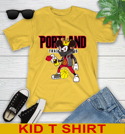 Portland Trail Blazers NBA Basketball Mickey Peace Sign Sports Youth T-Shirt 8