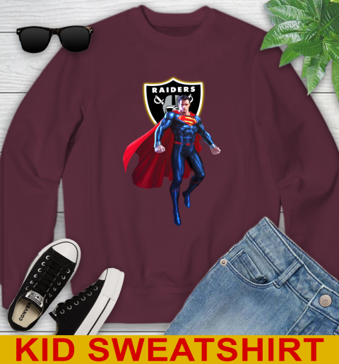 NFL Superman DC Sports Football Oakland Raiders Youth Sweatshirt 5