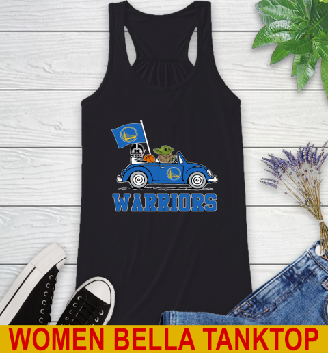 NBA Basketball Golden State Warriors Darth Vader Baby Yoda Driving Star Wars Shirt Racerback Tank 2