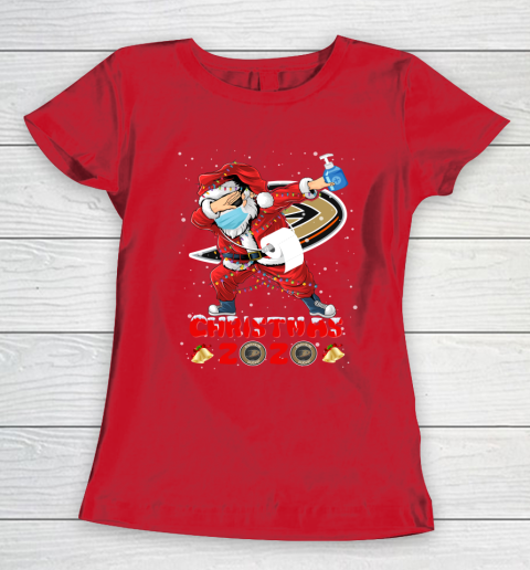 Anaheim Ducks Funny Santa Claus Dabbing Christmas 2020 NHL Women's T-Shirt 9