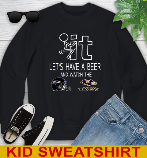 Baltimore Ravens Football NFL Let's Have A Beer And Watch Your Team Sports Youth Sweatshirt