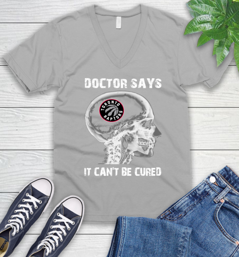 NBA Toronto Raptors Basketball Skull It Can't Be Cured Shirt V-Neck T-Shirt 3