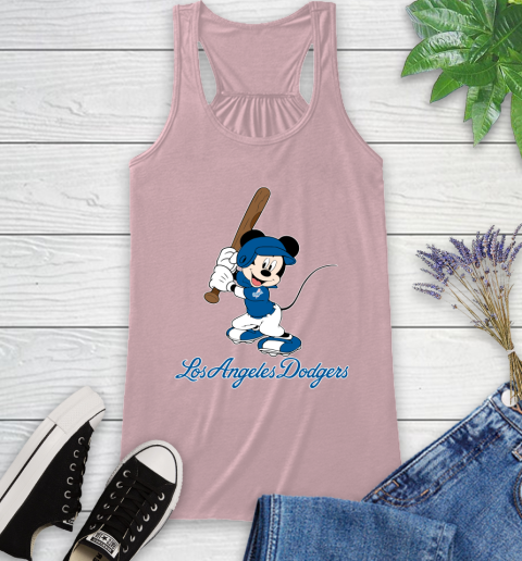 MLB Baseball Los Angeles Dodgers Cheerful Mickey Mouse Shirt Racerback Tank 10