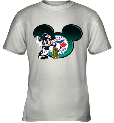 Toronto Blue Jays The Commissioner's Trophy Mickey Mouse ppcs toronto blue jays the commissioneramp 39 s trophy mickey mouse youth t shirt 26 front white