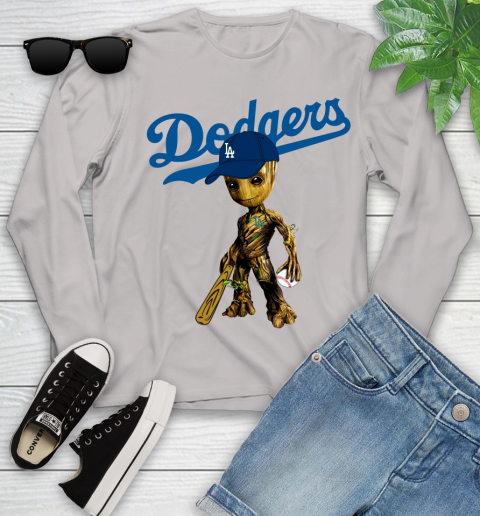 MLB Los Angeles Dodgers Groot Guardians Of The Galaxy Baseball Youth Long Sleeve 12