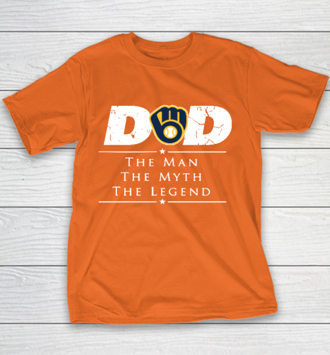 Milwaukee Brewers MLB Baseball Dad The Man The Myth The Legend Youth T-Shirt 4