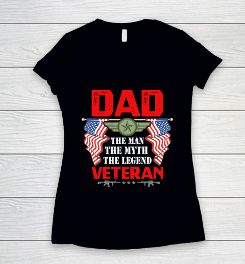 Veteran Shirt Dad  The Man, The Myth, The Legend Veteran Women's V-Neck T-Shirt