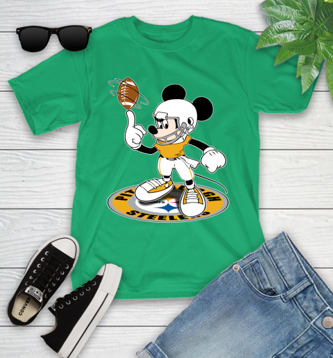 NFL Football Pittsburgh Steelers Cheerful Mickey Disney Shirt Youth T-Shirt 6